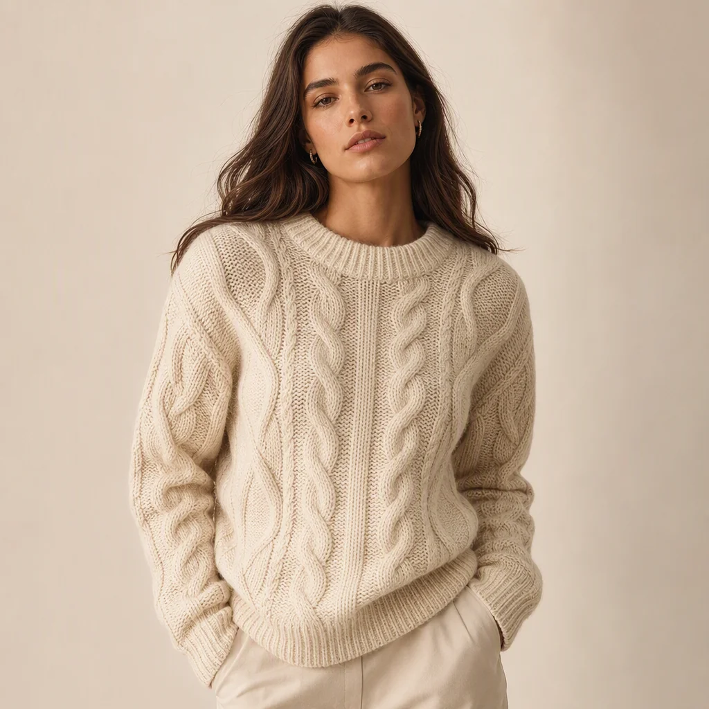 Illustrative image: Cream cable-knit jumper