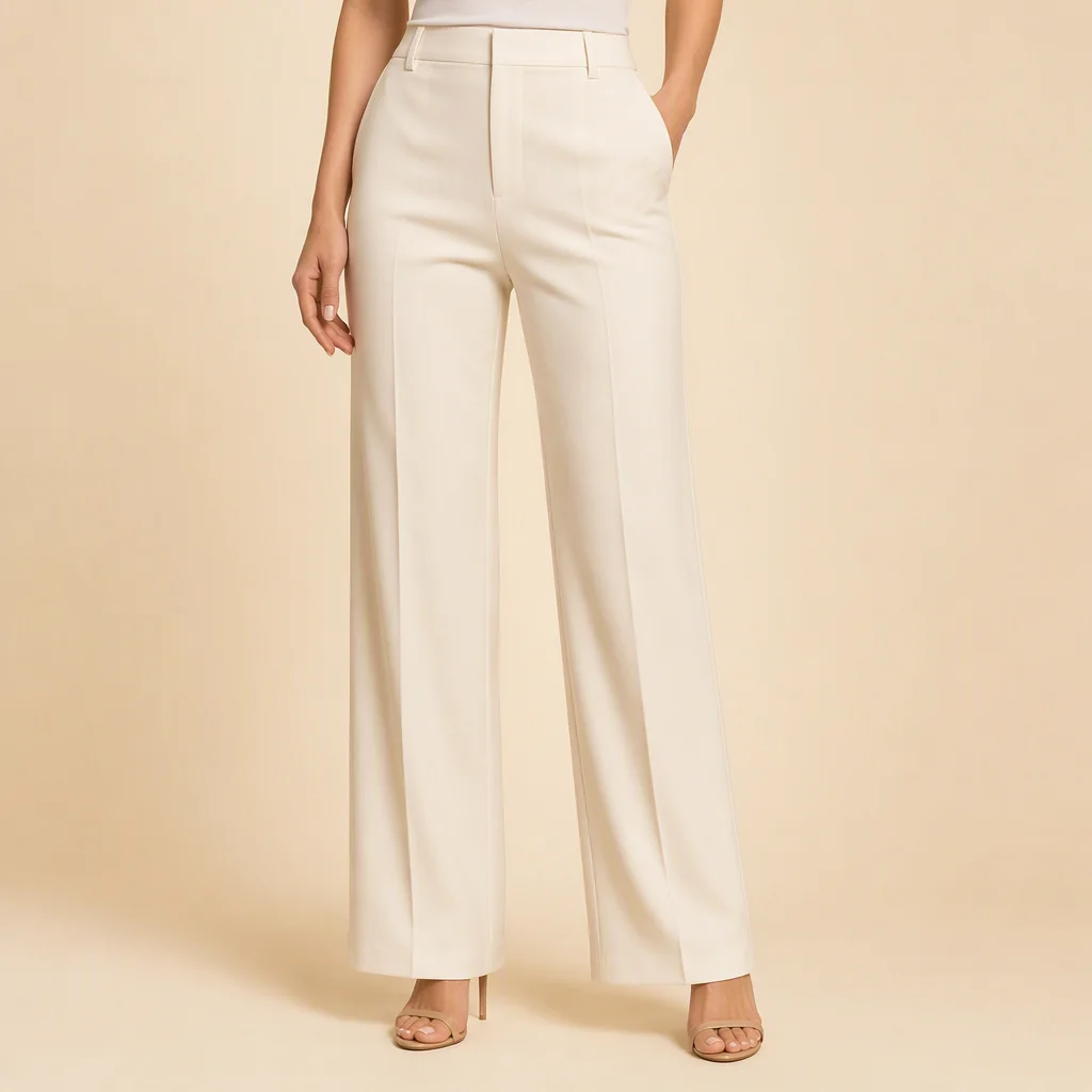 Illustrative image: Cream straight trousers