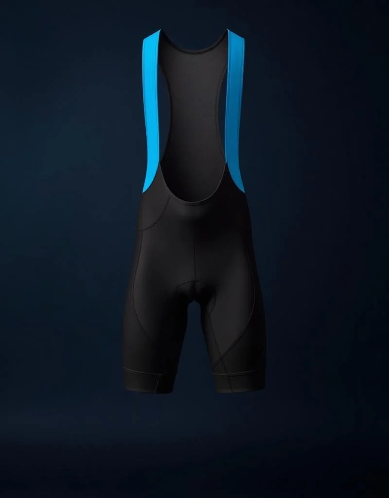 Illustrative image: Black and blue bib shorts