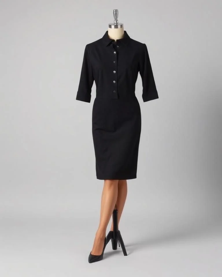Illustrative image: Black button-front dress