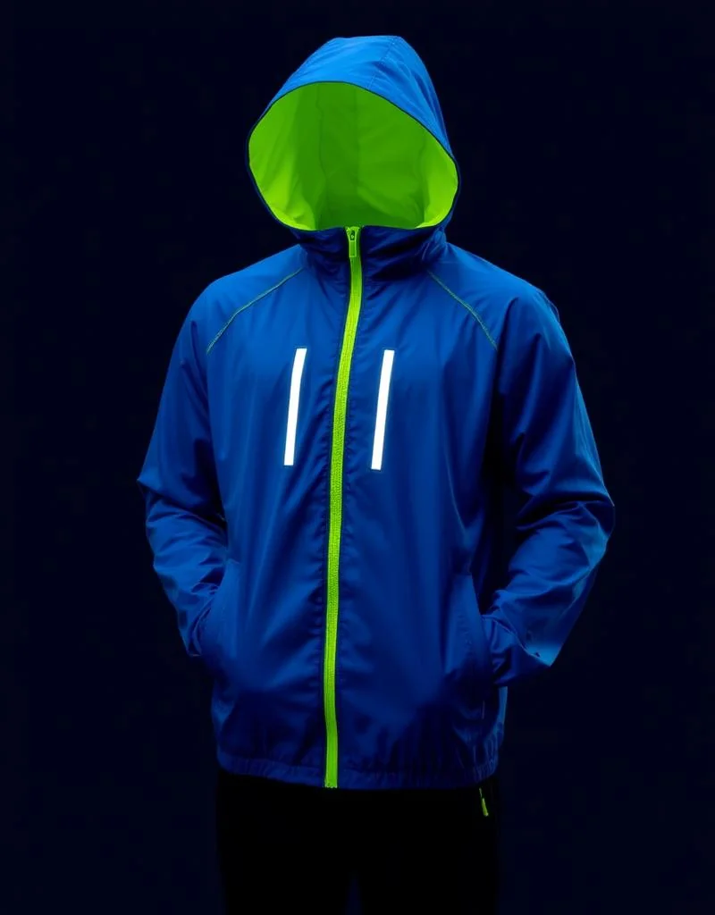 Illustrative image: Blue and lime hooded jacket