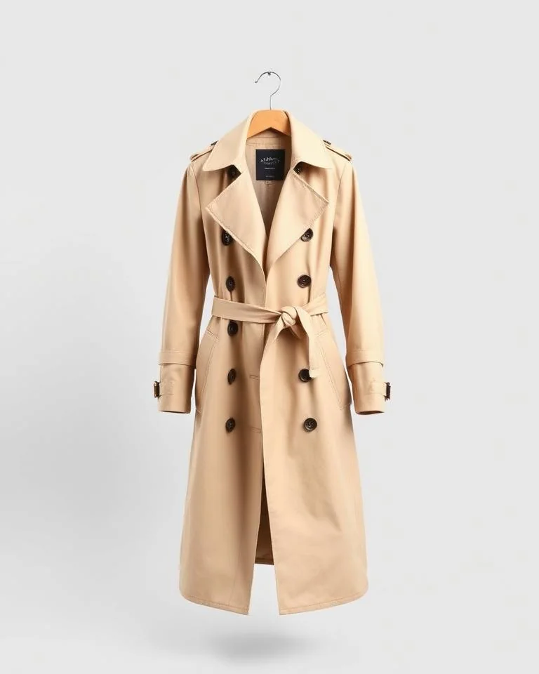 Illustrative image: Camel belted trench coat
