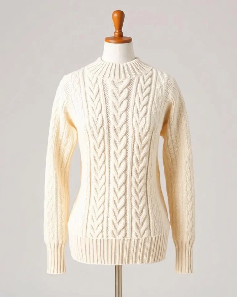 Illustrative image: Cream high-neck cable jumper