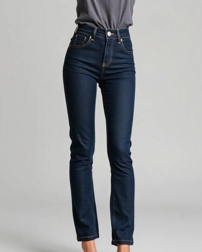Illustrative image: Dark indigo high-rise jeans