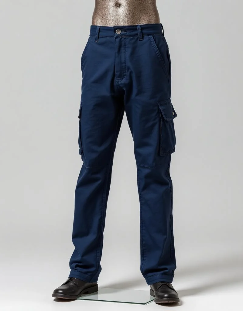 Illustrative image: Navy cargo trousers