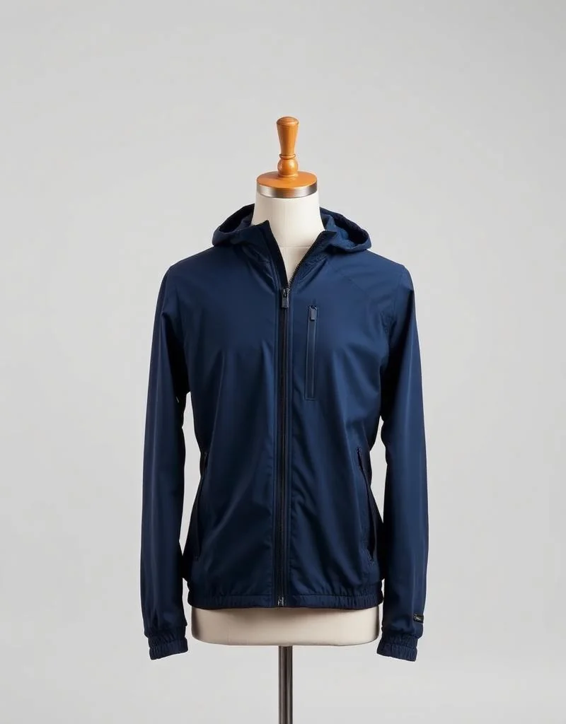 Illustrative image: Navy hooded zip jacket
