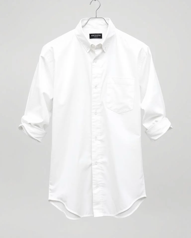 Illustrative image: White curved-hem shirt