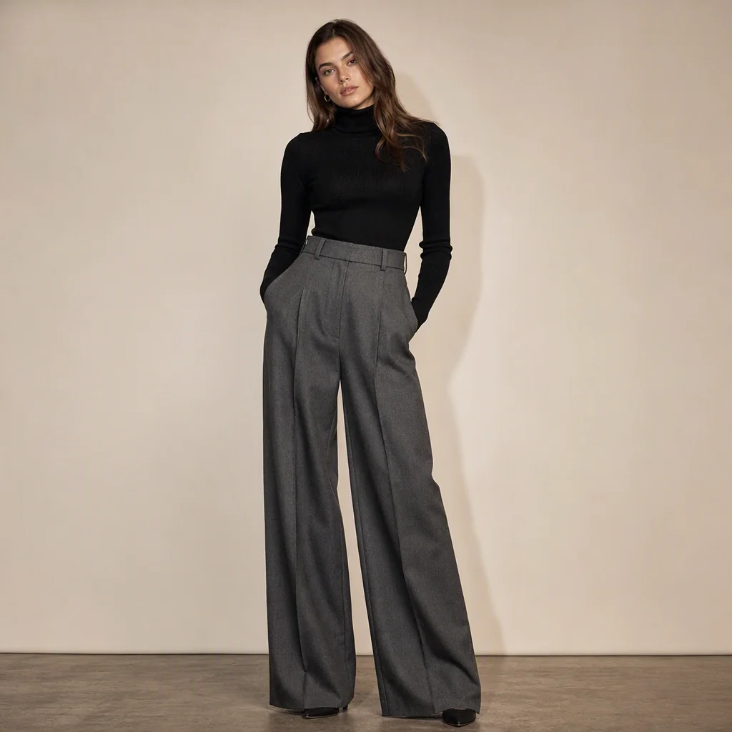 Illustrative image: Charcoal wide-leg trousers
