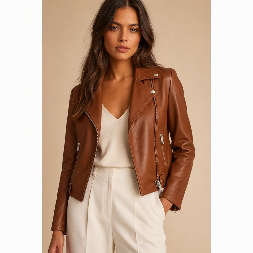 Illustrative image: Cognac biker jacket