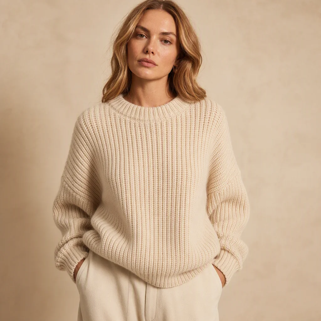 Illustrative image: Ecru ribbed jumper
