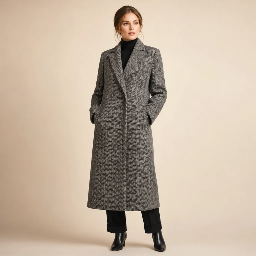 Illustrative image: Grey patterned overcoat