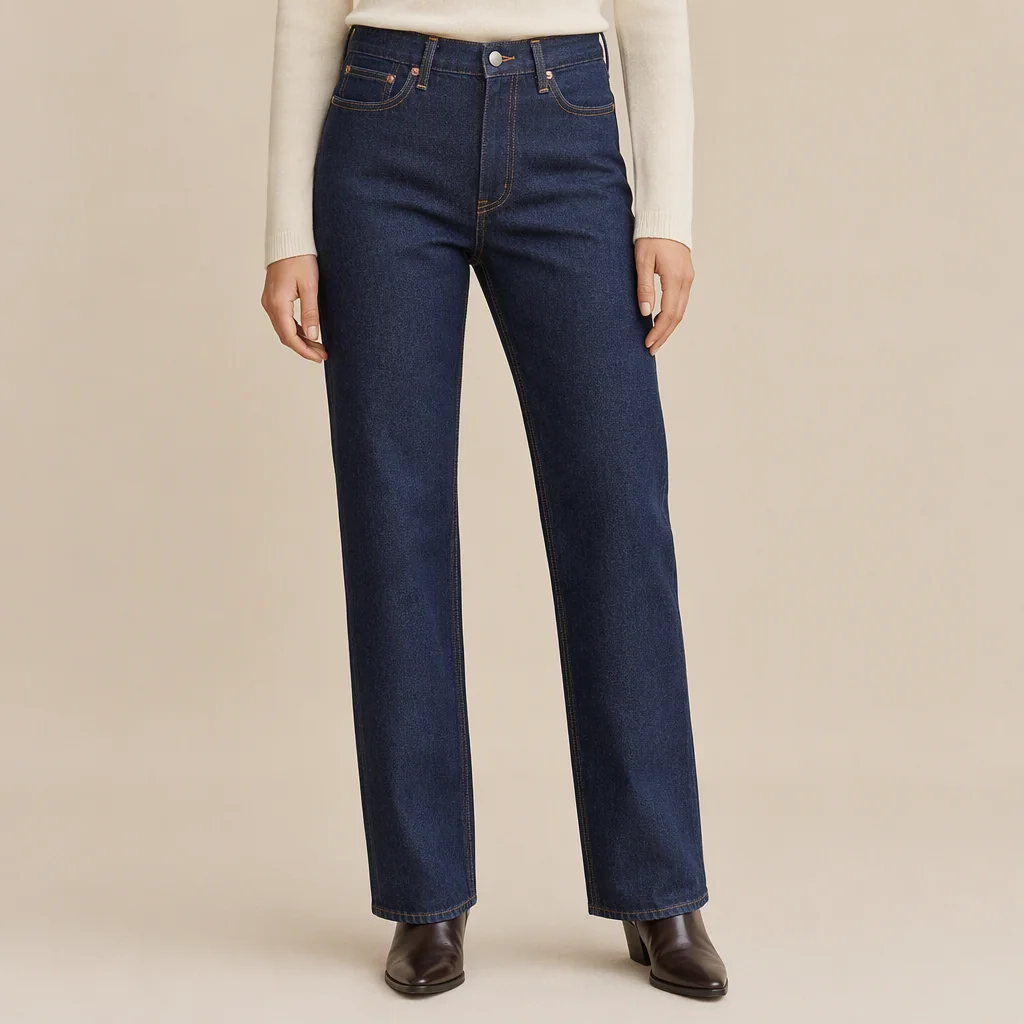 Illustrative image: Indigo high-waist jeans