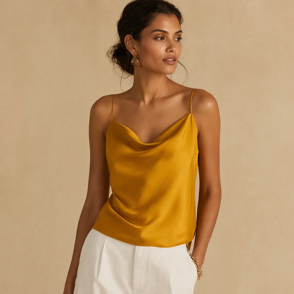 Illustrative image: Ochre draped camisole