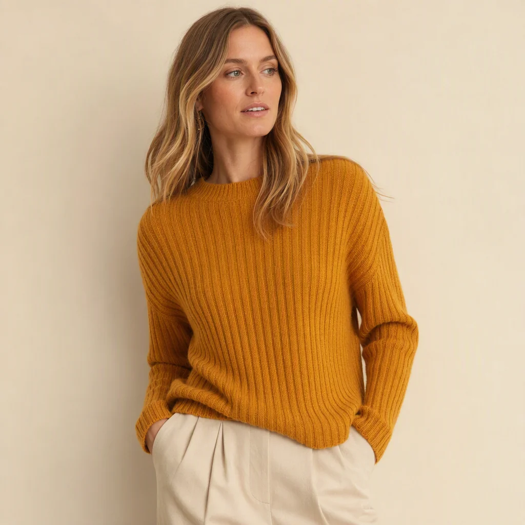 Illustrative image: Ochre ribbed jumper