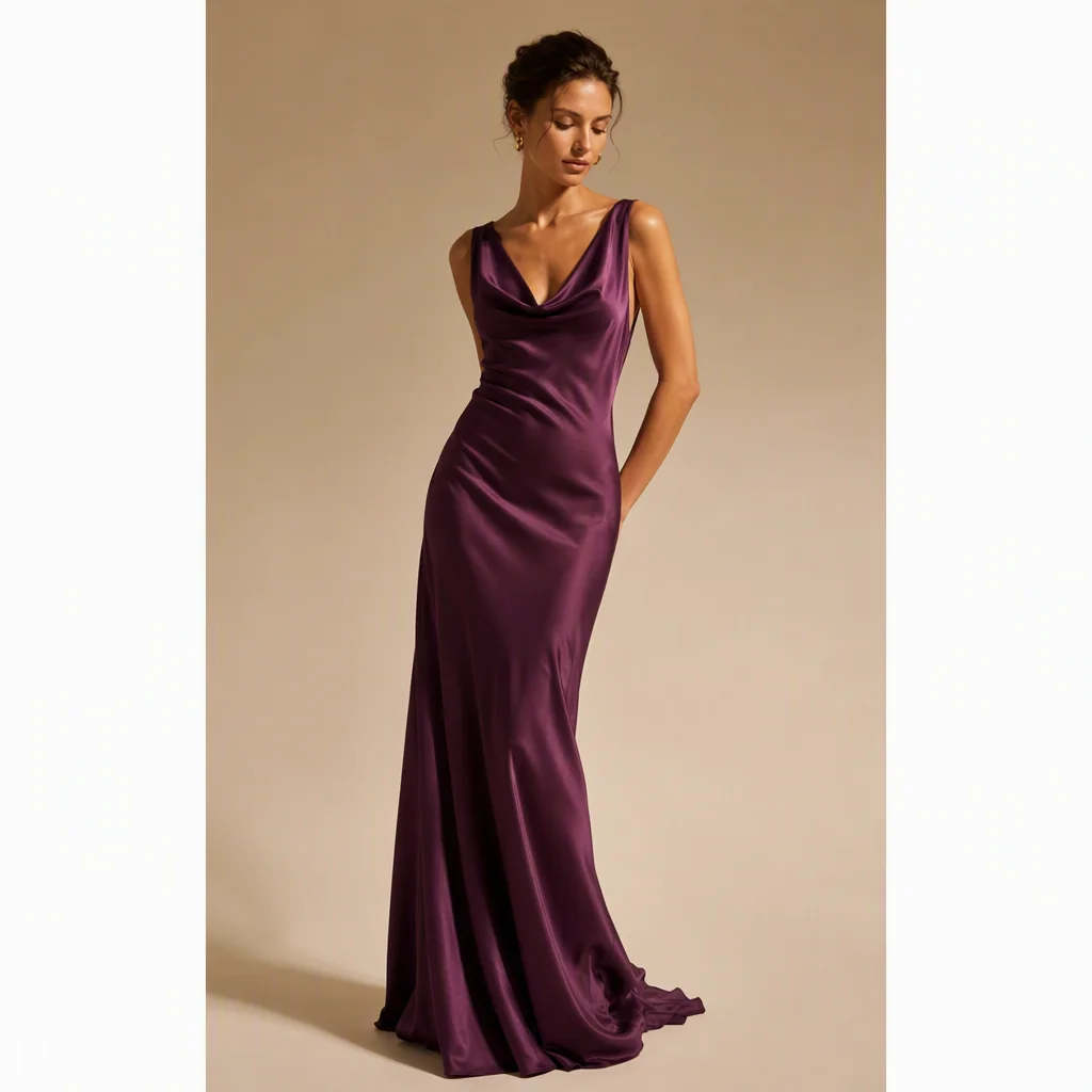 Illustrative image: Plum draped gown