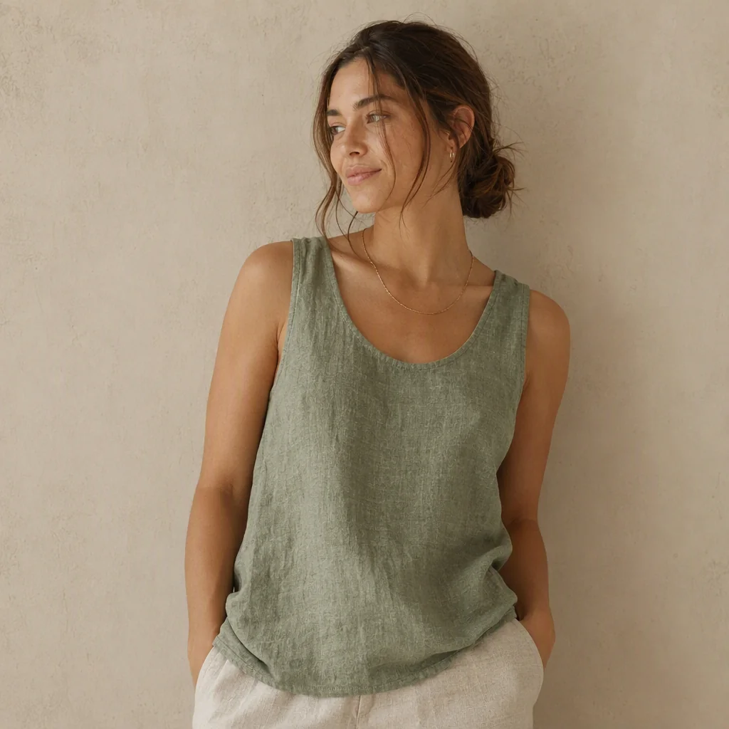 Illustrative image: Sage scoop-neck tank