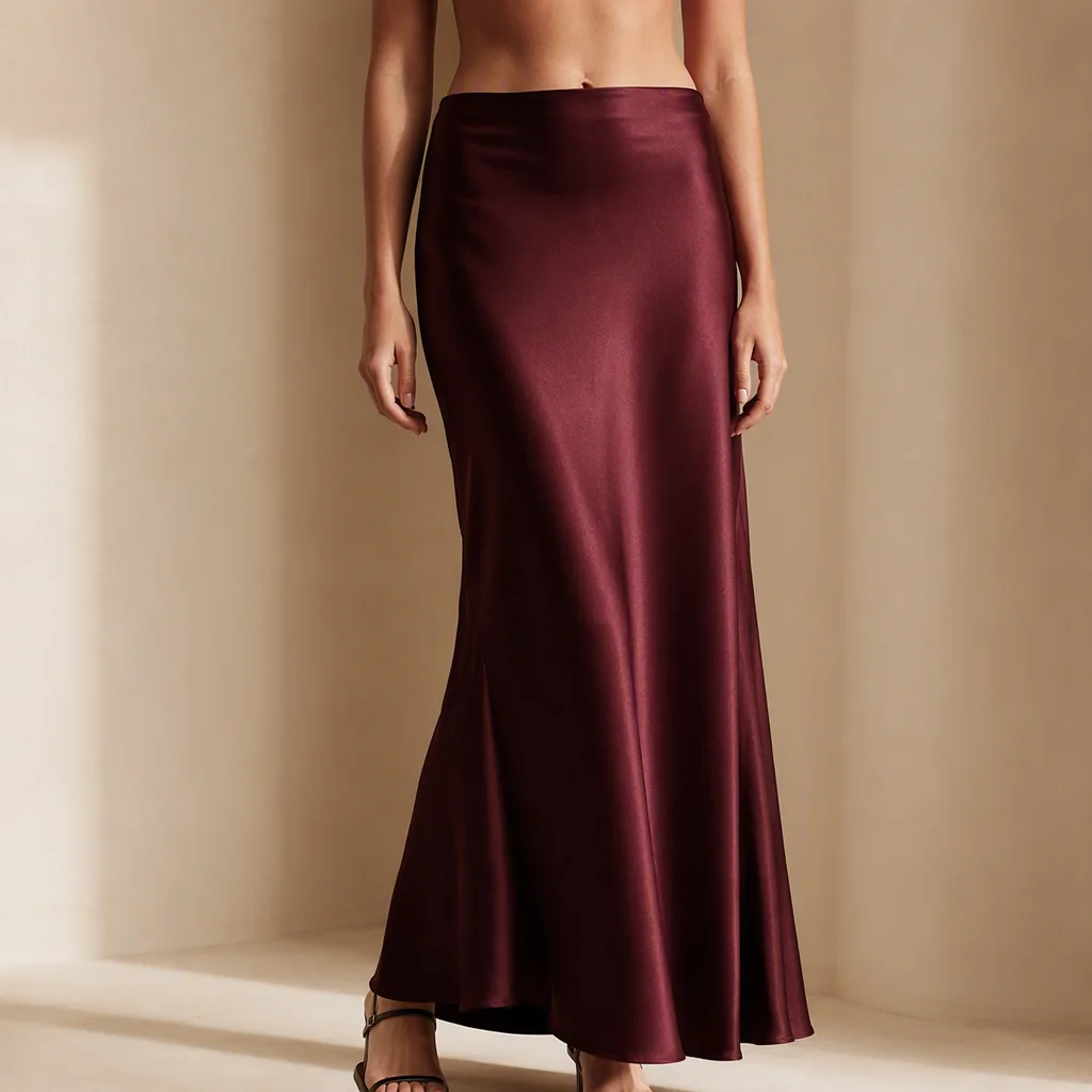 Illustrative image: Wine midi slip skirt