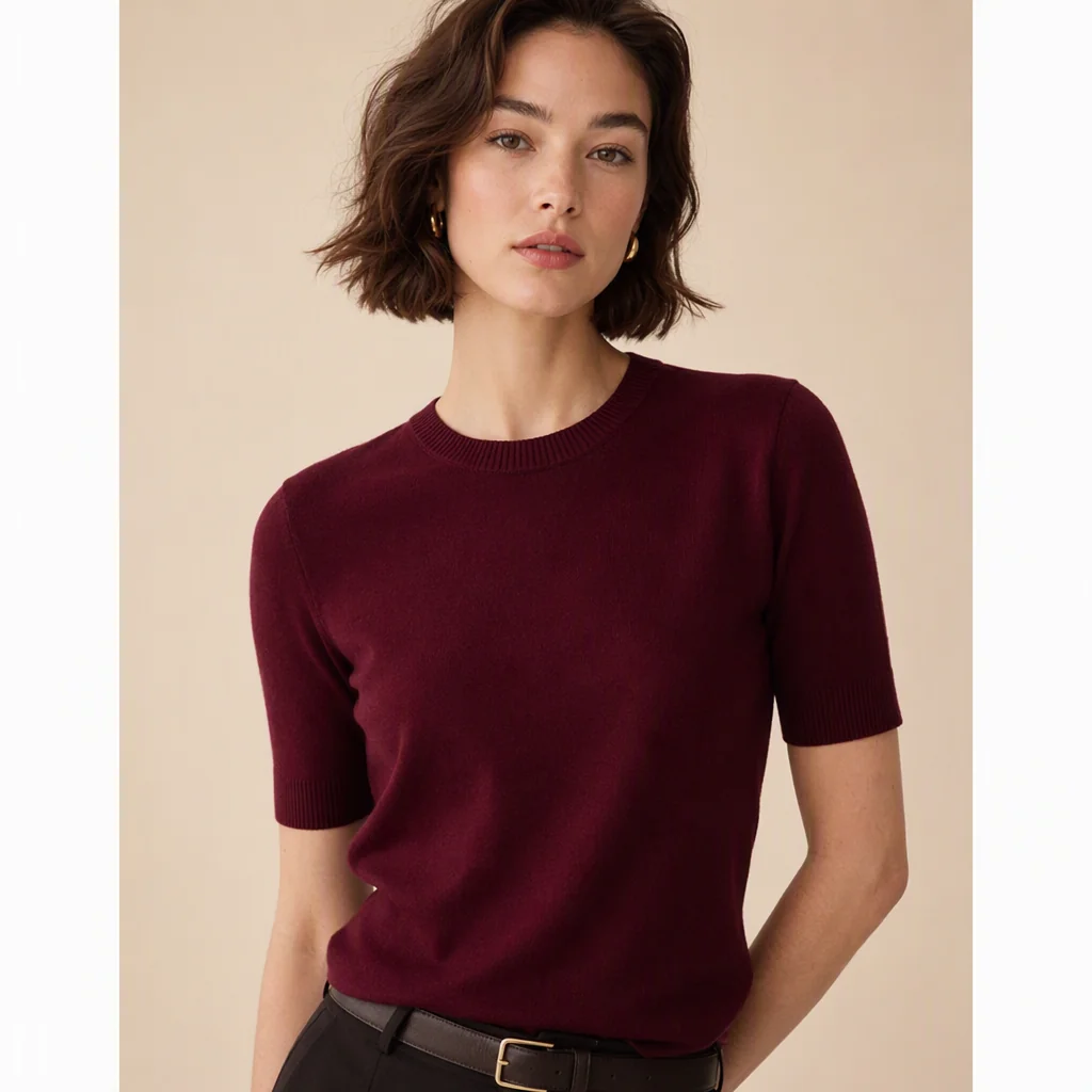 Illustrative image: Wine short-sleeve knit